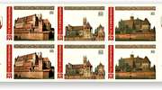 Pamiątkowe znaczki pocztowe z okazji 20 lecia malborskiego zamku na liście zabytków Unesco