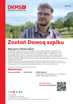 plakat ze zdjęciem Jakuba i informacjami o akcji