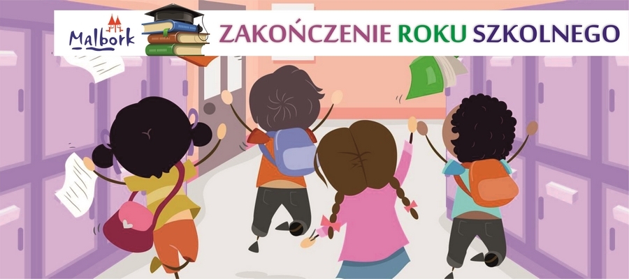 grfika z dziećmi i napisem "zakończenie roku szkolnego"