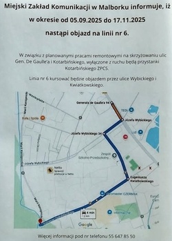 mapa z objazdem
