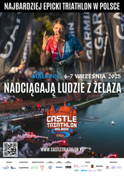plakat z informacjami, logiem imprezy i zdjęciem biegaczki