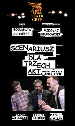 plakat z informacjami i wizerunkami aktorów