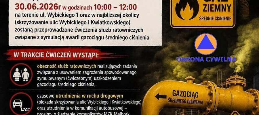 Uwaga – ćwiczenia służb ratowniczych w Malborku