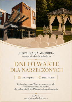 plakat z informacjami i zdjęciami sali