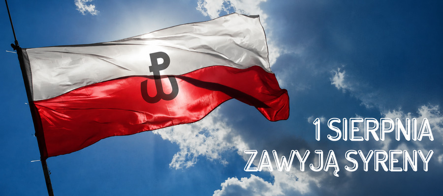 grafika z informacją i flagą Polski z symbolem Polski Walczącej