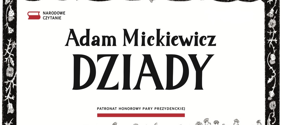 grafika z napisem Adam Mickiewicz "Dziady"